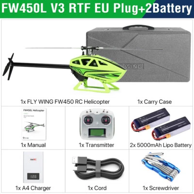 Fly Wing FW450L V3 RC elicottero telecomando elicottero RTF 3D GPS 6CH 2 batterie