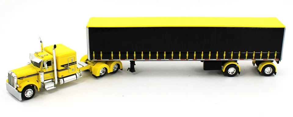 DCP 1:64 *YELLOW & BLACK* Peterbilt 379 63" w/53' Spread-Axle Tautliner Trailer - Image 2 of 4