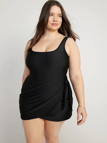Nuevo con etiquetas Traje de baño antiguo azul marino para mujer Traje de baño Vestido de baño Corbata lateral Estilo pareo Negro M - Imagen 7 de 8