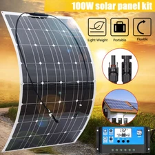 100W Monocrystalline Flexible Solar Panel for RV Camper Boat 12V Battery Charge