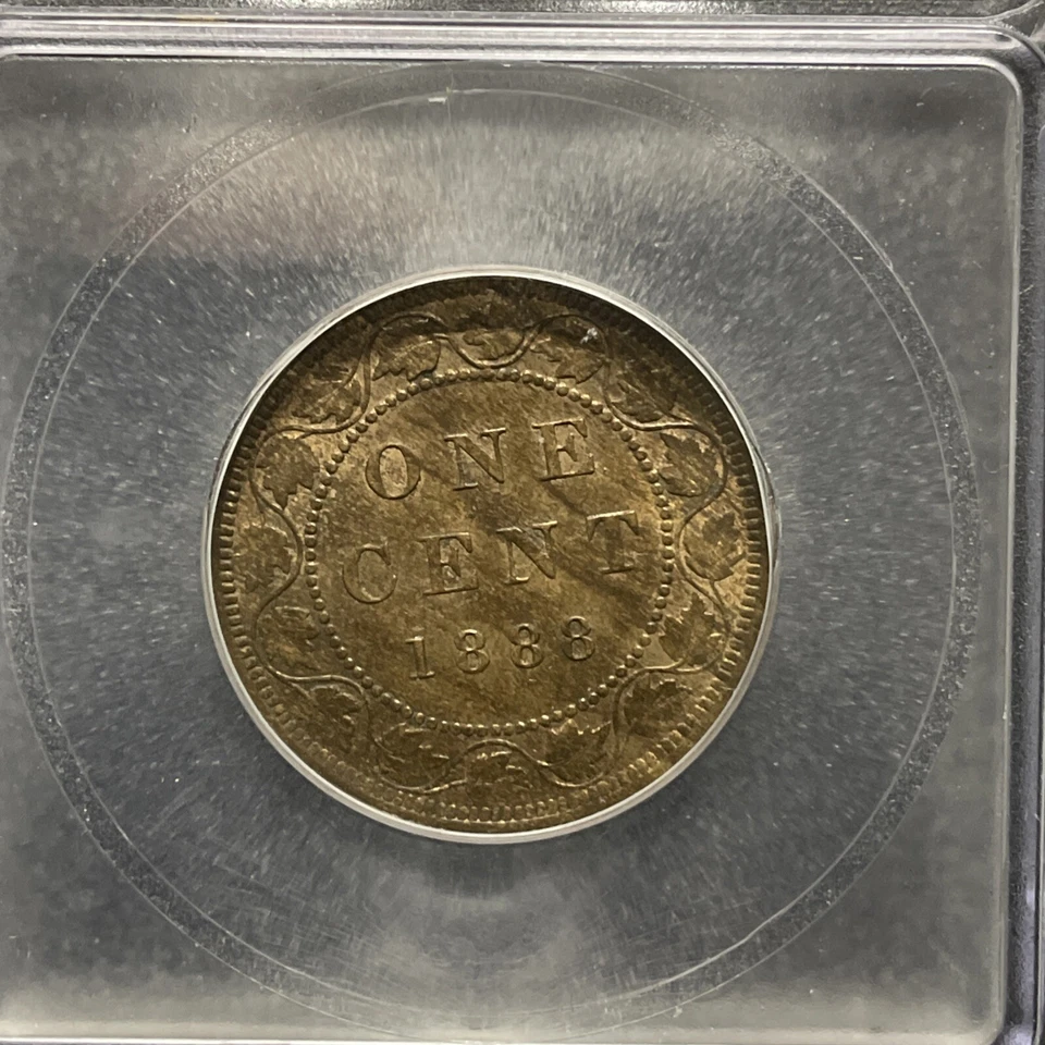 1888 CANADA 🇨🇦 Large Cent Queen Victoria ICG MS 63 RB RED BROWN - Image 3 of 4