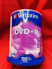 100 VERBATIM AZO Blank DVD+R Plus R 16X Branded Disc 4.7GB Spindle 95098 NEW!