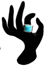 David Yurman Exotic Sterling Silver Signet Ring with Turquoise Stone Size 9.5