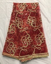 Red Gold Multicolor Sequins embroidery Lace Fabric 50 Width 1 Yard
