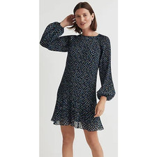 Madewell Crinkle Georgette Floral Long Sleeve Mini Summer Dress US Women's S New