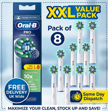 Image of Oral-B PRO Cross Action Replacement Electric Toothbrush Heads - PACK OF 8 WHITE