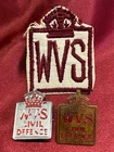 WW2 WVS Womens Volunteer Service Civil Defence Cloth patch and 2 Pin badges
