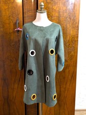 ADORE Avant Garde Green Vegan Suede Grommet Circle Cut Out Art Coat M