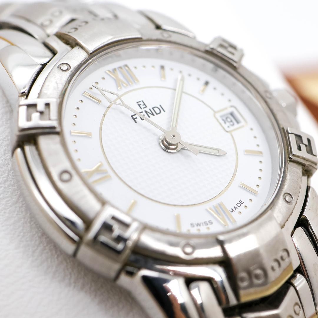 Fendi 3500L Watch 2.9x2.5cm Silver Ladies Zucca Pattern Vintage Japan Rare thumbnail 5