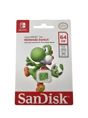 BRAND NEW / SEALED Sandisk 64GB microSDXC Nintendo Switch Yoshi Green - Genuine