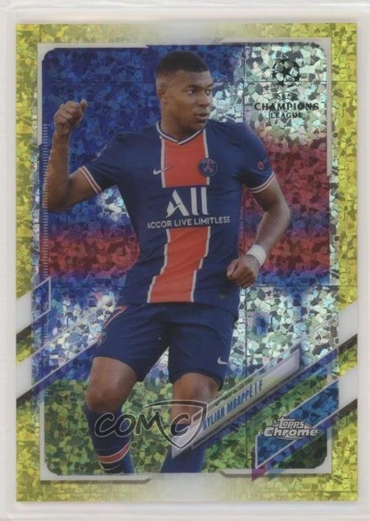 2020 Topps Chrome UCL Yellow Mini-Diamond Refractor /299 Kylian Mbappe #95 0kr0