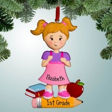 Personalized Student on Pencil - Girl Christmas Ornament