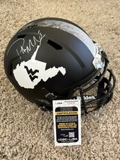 JSA COA PAT MCAFEE Autographed West Virginia Football Full Helmet Coal Rush WVU