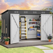 9x4 FT Waterproof Outdoor Metal Storage Shed Kit with Lockable Doors