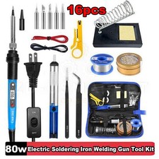 16PCS 80W Digital Electric Soldering Iron Kit Welding Gun Tool Solder