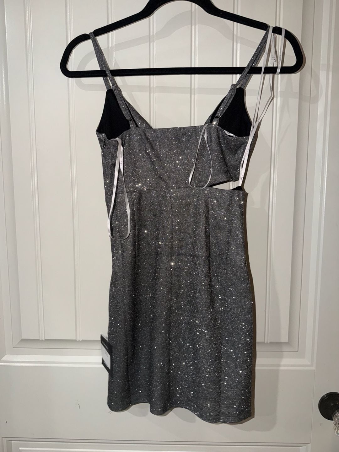 Lulus Forever a Diva Silver Metallic Cutout Mini Dress XS NWT, photo 5