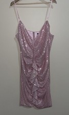 Fashion Nova Flatter Me Pink Sequin Mini Sparkly Dress Size 1X NWT