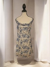 Shein Women's Floral White/Blue Mini Dress Spaghetti Straps Size XL