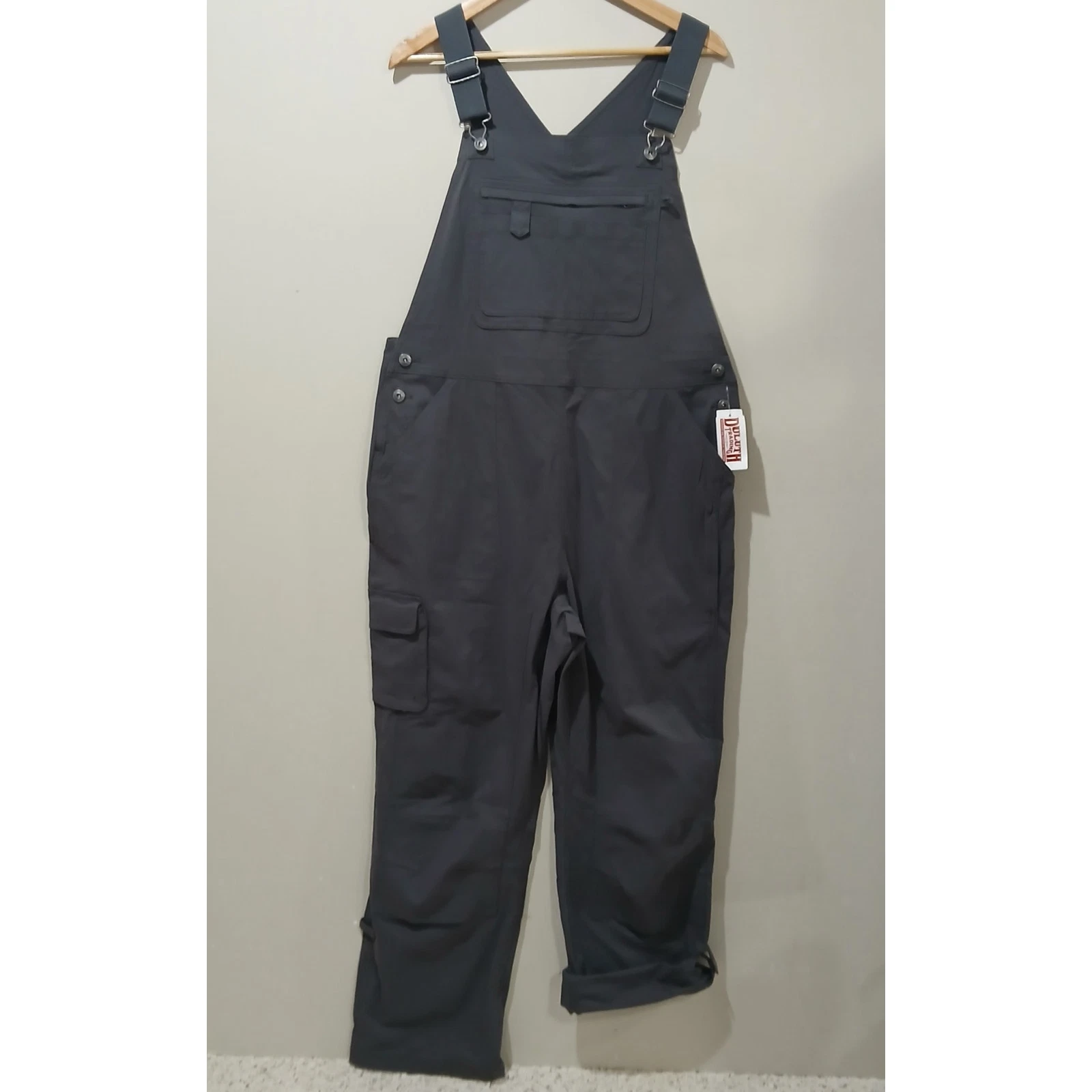 DULUTH TRADING Heirloom Gardening Bib Overalls Medium x 29 NWT Gray Ripstop