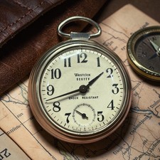 Vintage 1950s 1960s Westclox SCOTTY Pocket Watch Shock Resistant Missing STEM