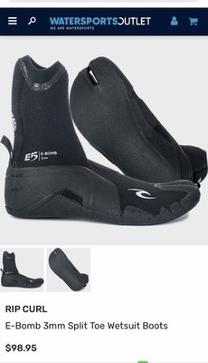 Rip Curl E-Bomb 3mm Split Toe Wetsuit Boots (Black) SIZE 10
