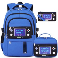 Boys Backpack with USB Charging Port - 3PCS Luminous School Set for Kids