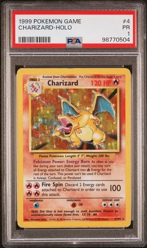 PSA 1 Charizard 4/102 Base Set Holo Pokemon Slab