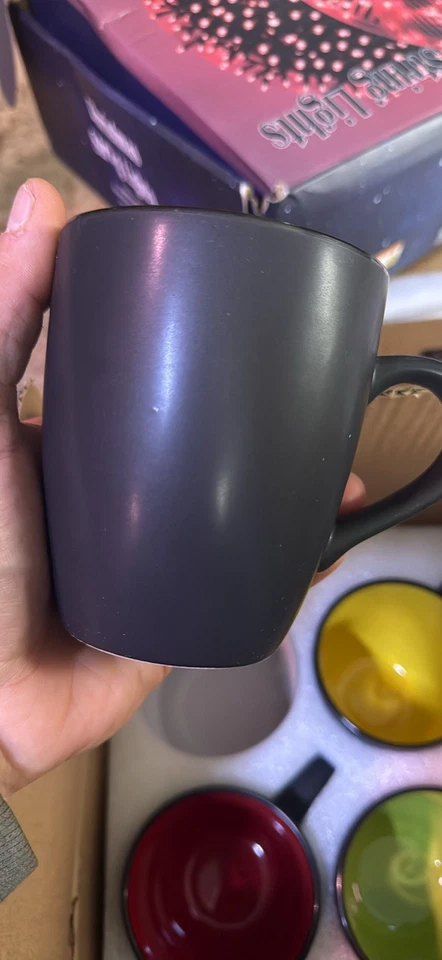 Juego de 6 tazas de café de 16 onzas de porcelana negra mate juego de tazas de cerámica de gran tamaño Foto 2 de 4