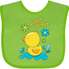 Inktastic Quack Quack Cute Duckling With Flowers Baby Bib Animals Duck Feathers