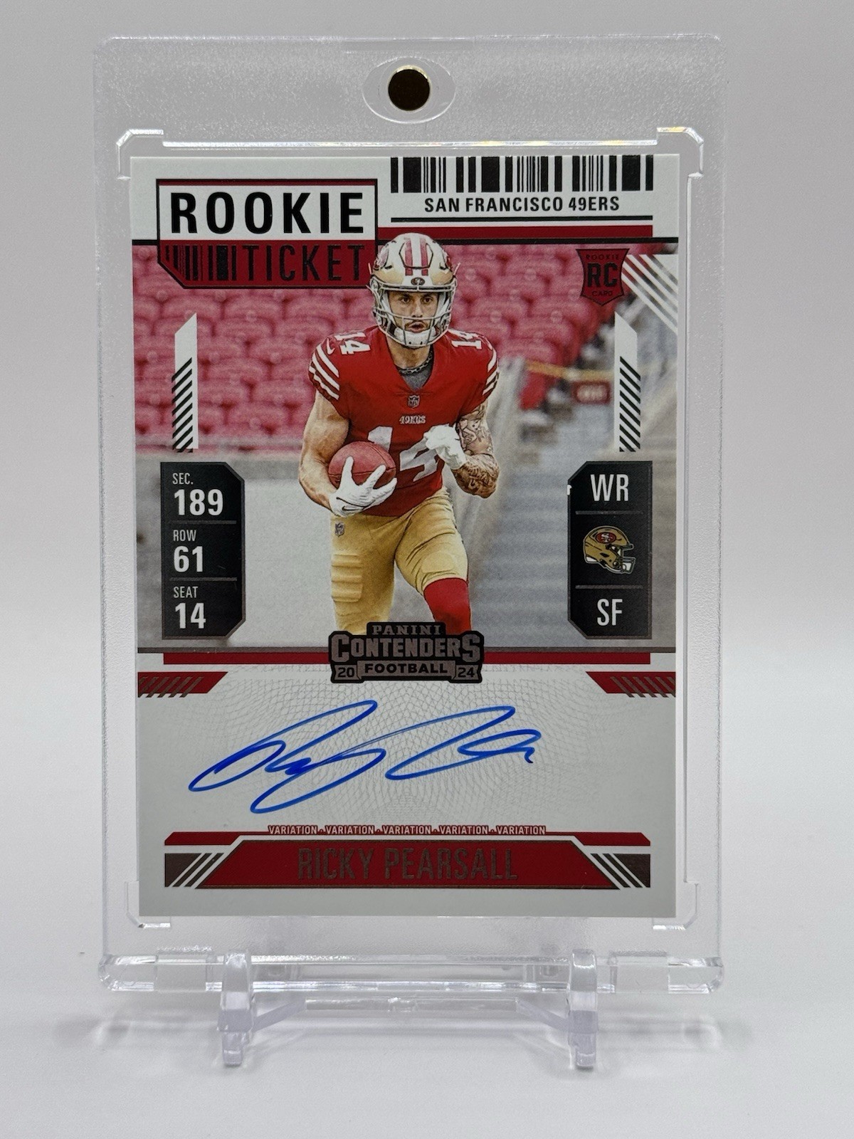 Ricky Pearsall 2024 Contenders Football Rookie Ticket Variation On Card Auto RC