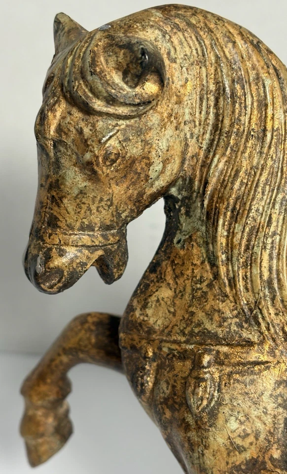 复古铸铁唐代风格战马青铜镀金饰面 11 x 9.5 欧元! — 第 4/4 张图片