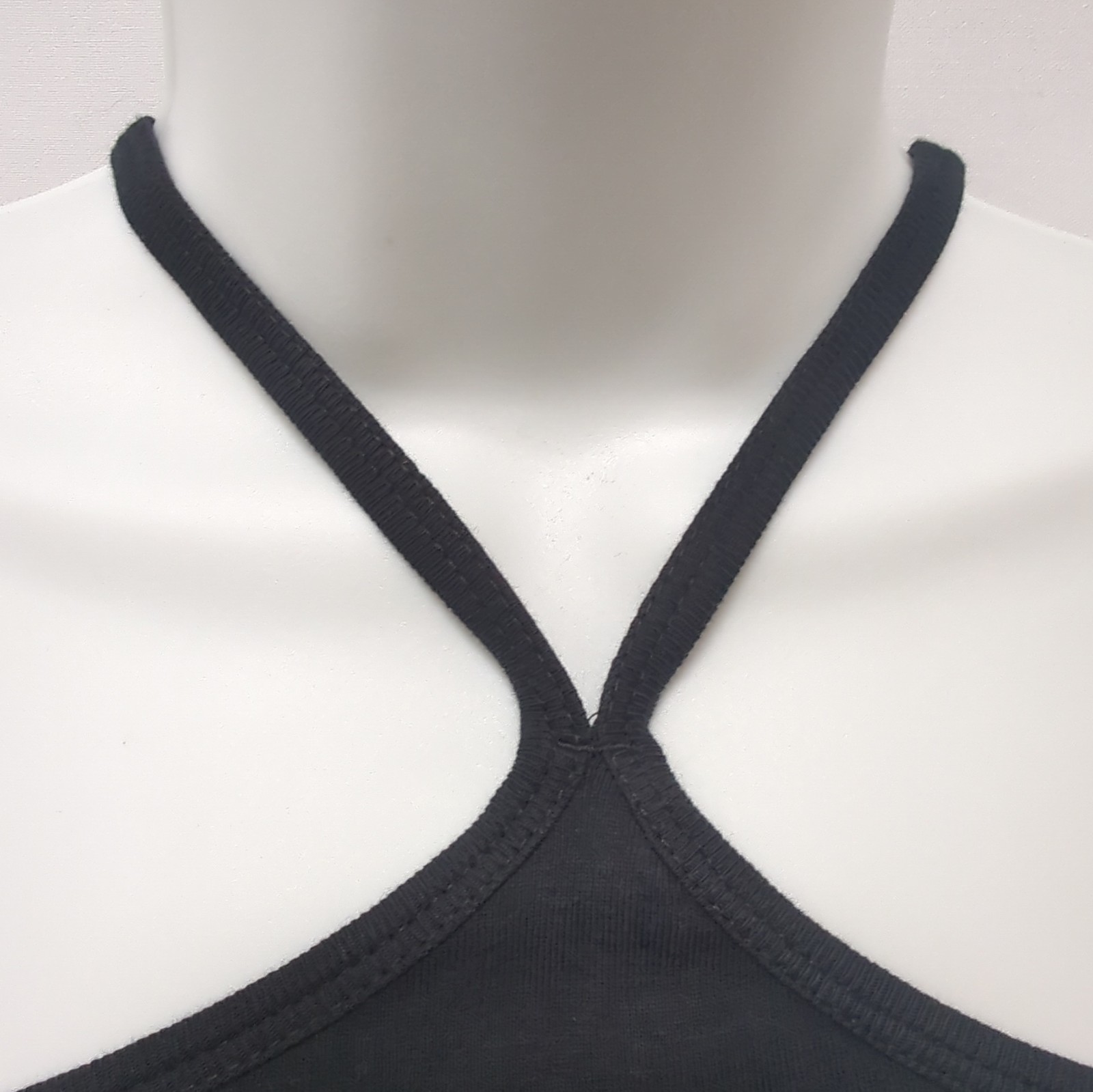 M&S Womens Black 100% Cotton Halterneck Strappy Cami Vest Top UK 16 Solid image 3
