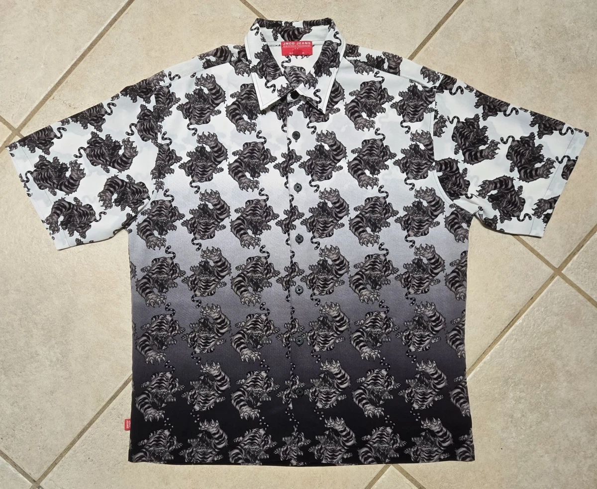 JNCO Polyester Button-Up Casual Button-Down Shirts for Men for