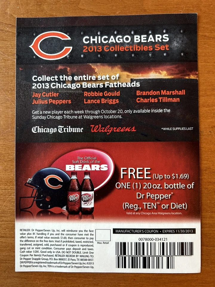 Chicago Bears Fatheads 2013 - Julius Peppers - Juego de coleccionables Chicago Tribune Foto 2 de 2
