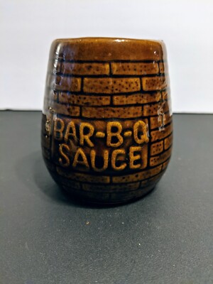 Bar-B-Q Sauce 3.5'' Crock Ceramic Brick Pattern Taiwan