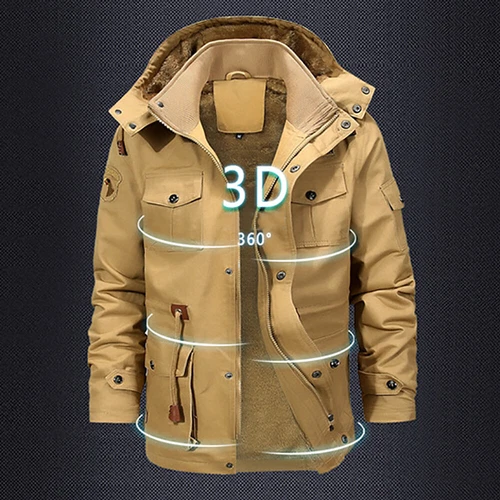 Mens Fur Overcoats Parka Padded Winter Warm Thick Coat Hooded Jacket Outwear - Bild 9 von 19