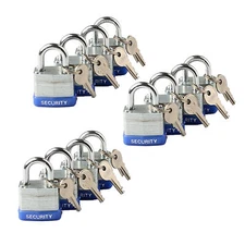 12pc KEYED ALIKE 50mm Heavy Duty Laminated Steel Padlocks Set Security Locks New