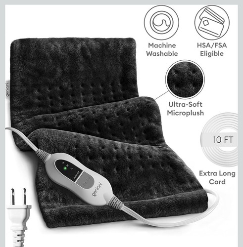 GENIANI Extra Large Electric Heating Pad for XL 12"x24", Xl Black - Picture 5 of 6