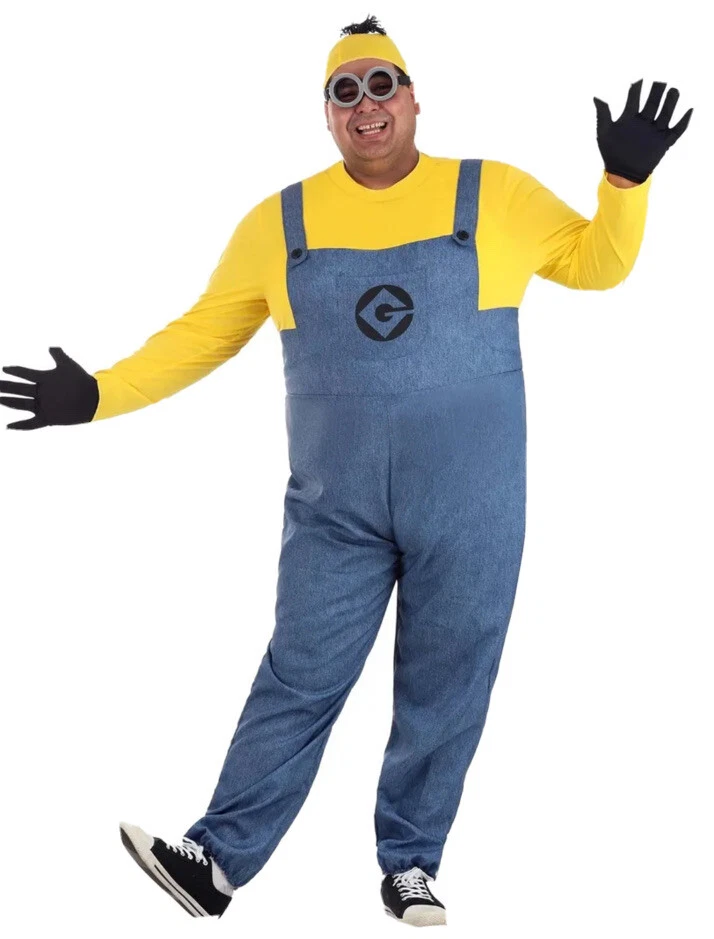 MENS MINION Plus Size YELLOW Costume FULL SUIT Hat Goggles ONE GLOVE See  Pics!!! | eBay