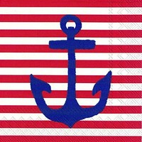 "20 Servietten\"Yacht Club Anchor Red\"Maritim*Anker*Streifen*Rot-Weiß-Blau*25X25"