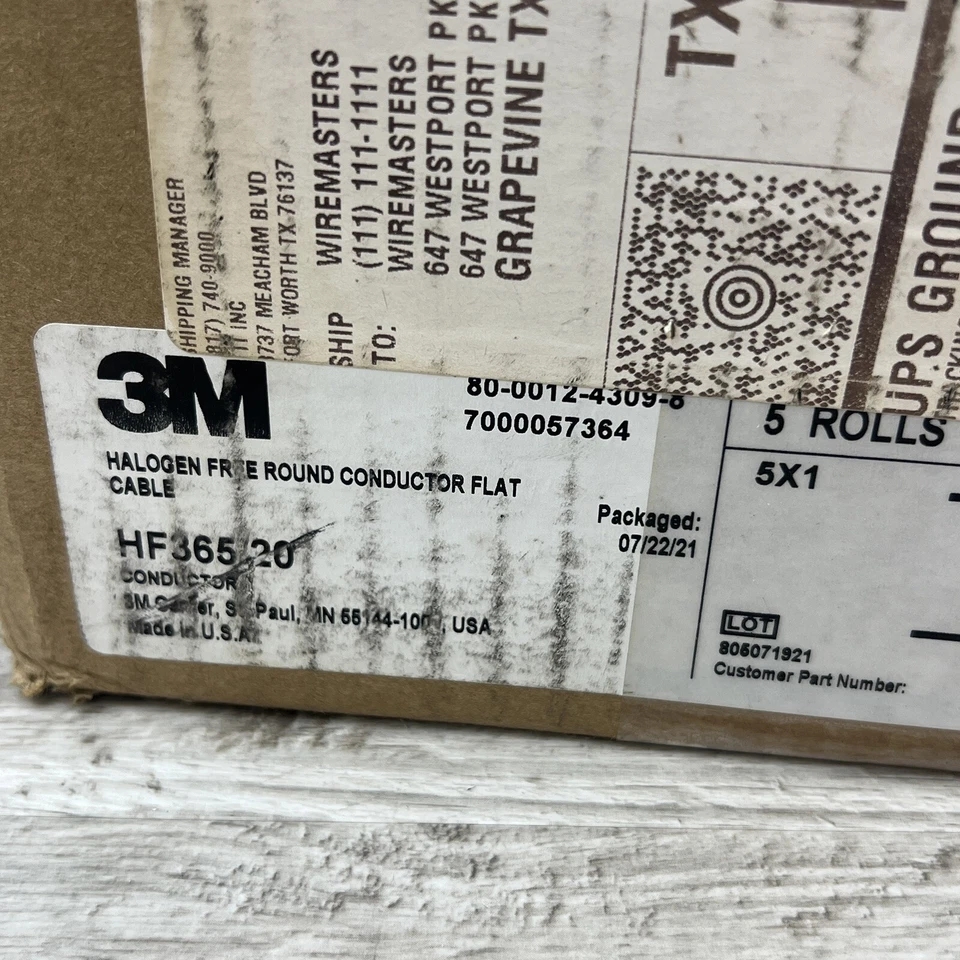 5 Pack 3M HF365/20 Flat Ribbon Cable Gray 10 Conductors 28 AWG 100ft Spools - Image 4 of 4