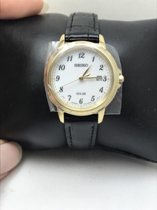 seiko watch women's black leather strap