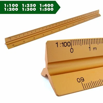 KULTLOGGEN Dreikant Maßstab dreieckig Lineal Aluminium Architekt Maschinenbau Skalierung