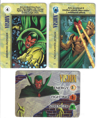VISION, 1995 OVERPOWER cards, Marvel [EXCELLENT+] TCG game - ANDROID AVENGER