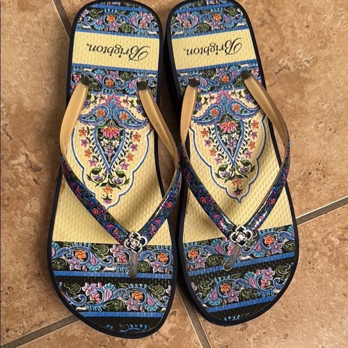 Brighton Blue Floral Sandals with Intricate Design