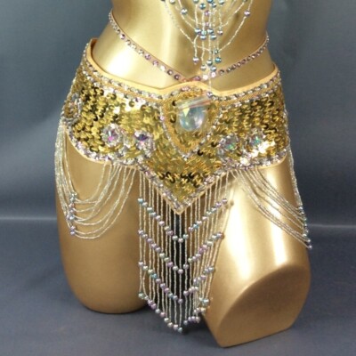 Women Sequins Beaded Belly Dance Costume Samba Carnival Hip Scarf Belt 13 Colors