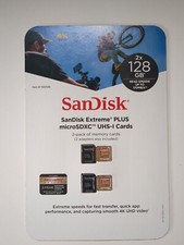 NEW 2 Pack of 128GB SanDisk Extreme PLUS A2 microSDXC Memory Card Adapter 4k UHD