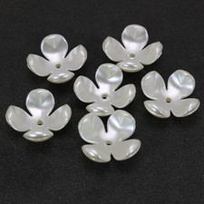 Craft Acrylic Pearl 4-Petals Flower Beads Cap 14mm 22mm 35mm Center Hole Sewing