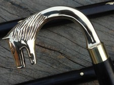 Handmade Brass Victorian Wolf Head Handle Wooden Walking Stick Antique Cane Gift