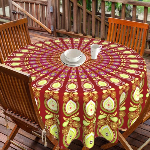 Bohemian Mandala Round Tablecloth Boho Home Decor Indoor Outdoor 60 Inch - Picture 17 of 35
